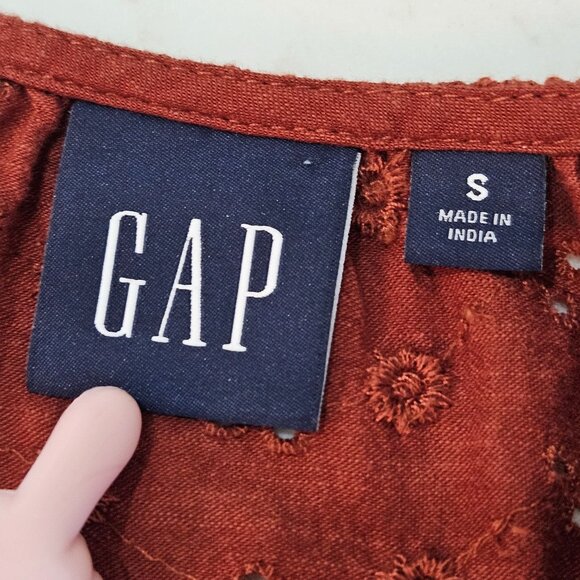 Gap Smoked Paprika Brown Eyelet Lace Maxi Dress Small Romantic Prairie Boho - Picture 9 of 14